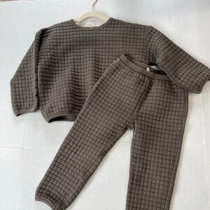 Boy - 4-5Y - Quincy Mae Quilted Sweatshirt Set in Grey